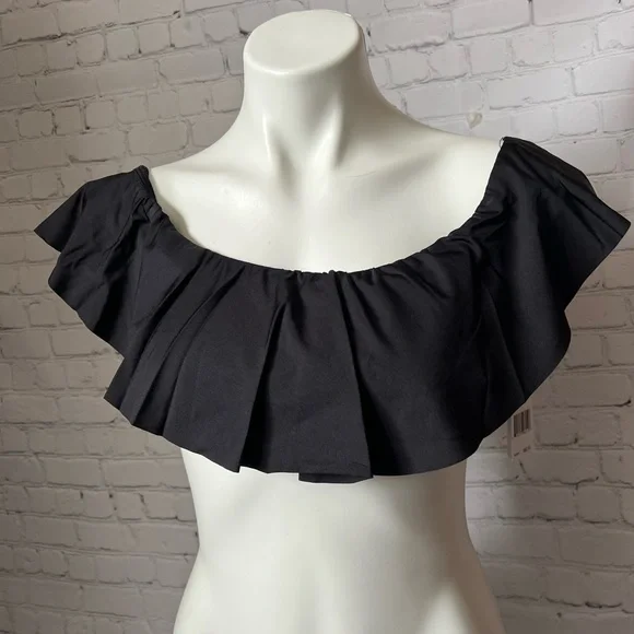 TRINA TURK BIKINI SET - OFF THE SHOULDER RUFFLE BANDEAU & SIDE SHIRRED H… - Picture 6 of 10